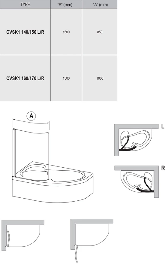 Шторка для ванны одноэлементная Ravak CVSK1 100 Л белая+транспарент 7QLS0100Y1 - фото 2