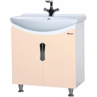 Тумба с раковиной бежевый глянец/белый глянец 65 см Bellezza Лагуна 4632110240074 + 4620000149897