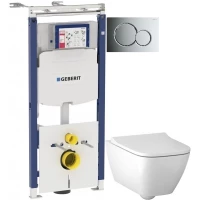 Комплект подвесной унитаз Geberit Smyle Square 500.683.00.2 + система инсталляции Geberit 111.362.00.5 + 115.770.21.5