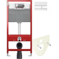 Инсталляция для унитаза Tece TECEsquare 9300302 + 9200010 + 9380014 + 9240800 с кнопкой смыва, белый