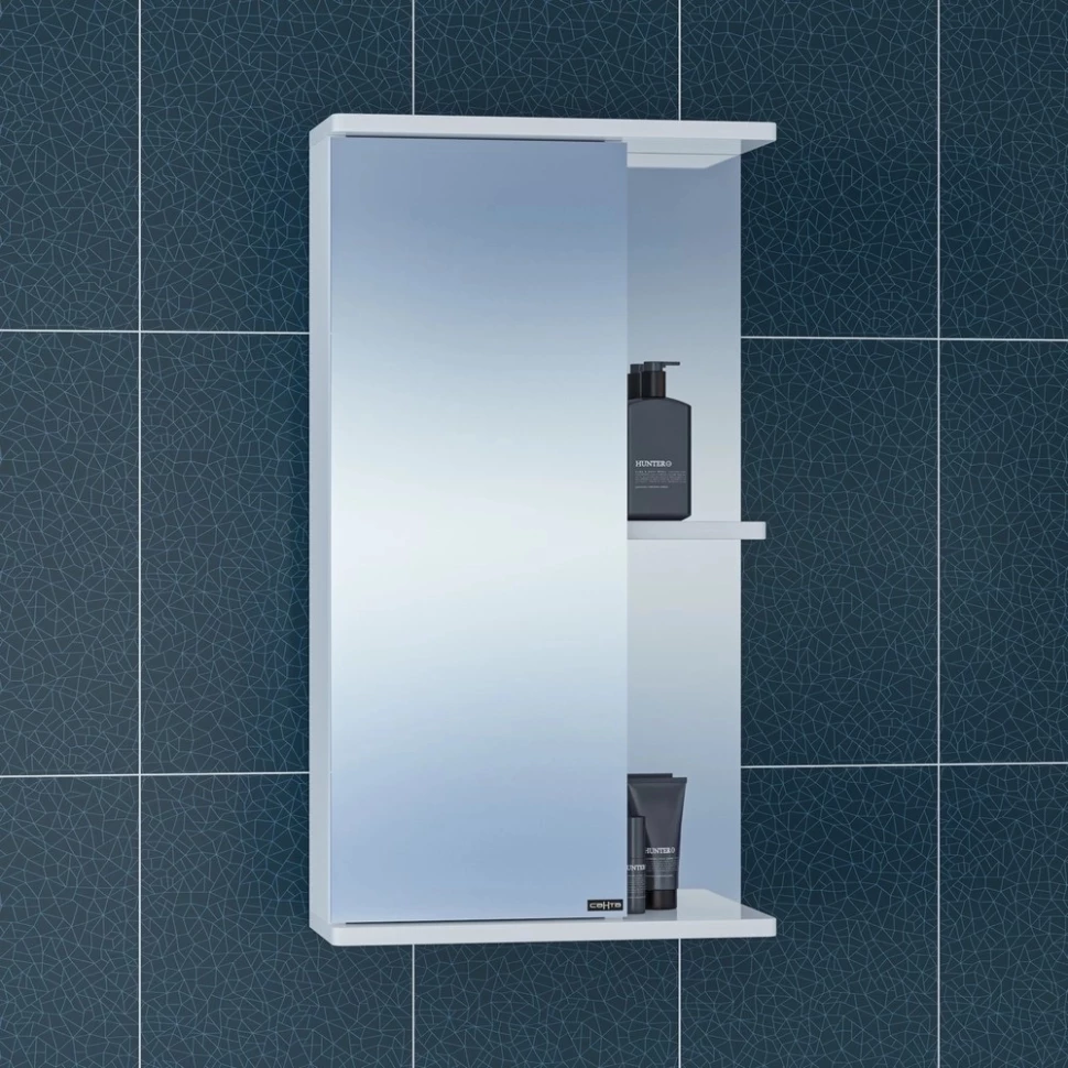 Зеркальный шкаф 41x70 см белый глянец Санта Ника 101080 универсальный зеркальный шкаф санта аврора 60 700333