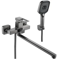 Смеситель для ванны Raffine F2296T универсальный, с душевым гарнитуром, оружейная сталь