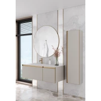 Комплект мебели Armadi Art Quatro Cashmere 790-M2-120-CM-MG-LED + 793-120-W-A + 545-100-MG 121 см L, подвесной, с подсветкой, кашемир матовый