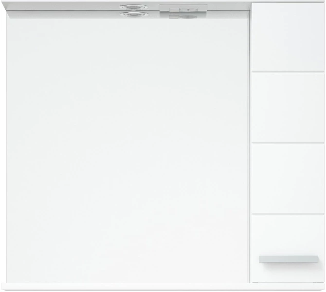 Зеркальный шкаф 80x74 см белый глянец/белый матовый R Corozo Денвер SD-00000532 зеркальный шкаф 105x85 см белый глянец corozo прованс sd 00000469