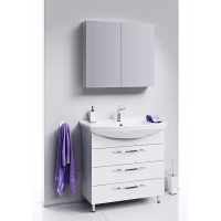 Комплект мебели белый глянец 87  см Aqwella Allegro Agr.01.08/3 + 4620008197357 + MC.04.08