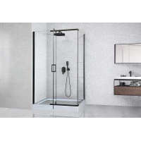Душевой уголок с поддоном Royal Bath RB8140HPV-T-BL 140x80 см, профиль черный матовый, стекло прозрачное