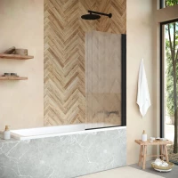 Шторка на ванну Vegas Glass EV NOVO 70 02M Moru R 71 см R, профиль черный матовый, стекло рифленое