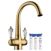 Смеситель для кухни с фильтром Omoikiri Okinawa-AB античная латунь 4994056 + H851P00