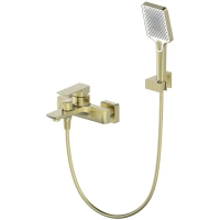 Смеситель для ванны Oliveeka D OL-639003A-BG с душевым гарнитуром, золотой матовый