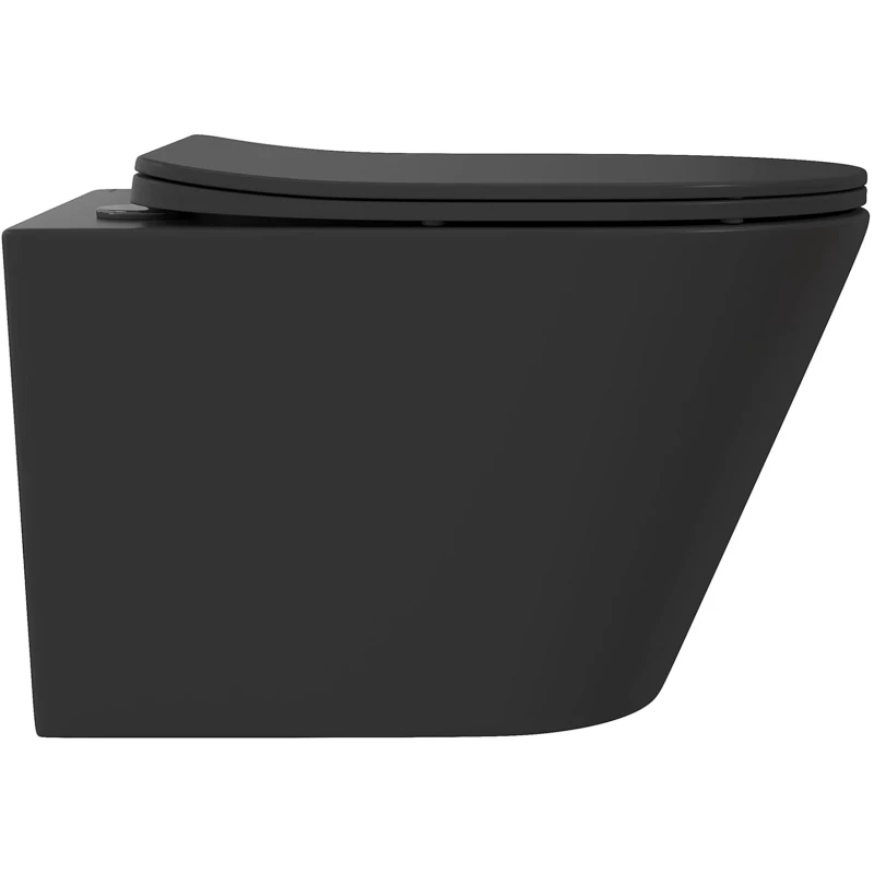 Унитаз подвесной Aqueduto Cone CON0140 безободковый, с сиденьем микролифт, черный матовый