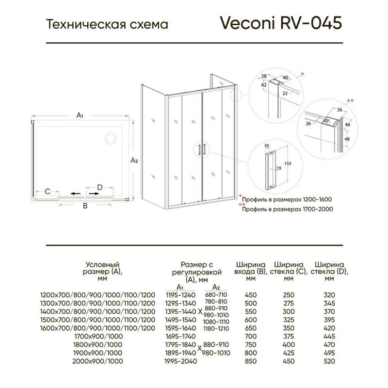 Душевой уголок 130x100 см Veconi Rovigo RV045-130100PR-01-19C1 прозрачное Душевой уголок 130x100 см Veconi Rovigo RV045-130100PR-01-19C1 прозрачное