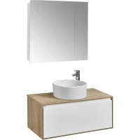 Комплект мебели дуб эльвезия/белый глянец 89 см Акватон Либерти 1A279901LYC70 + 1A279703LYC70 + 732700C000 + 1A267202LH010