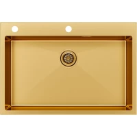 Кухонная мойка Paulmark Kroner-Edge PM777551-BG 75x51 см, золотой матовый