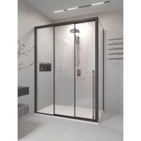 Душевой уголок Veconi Premium Prato PR3/L-SP-130100-01-B-C4 130x100 см L, профиль черный матовый, стекло прозрачное