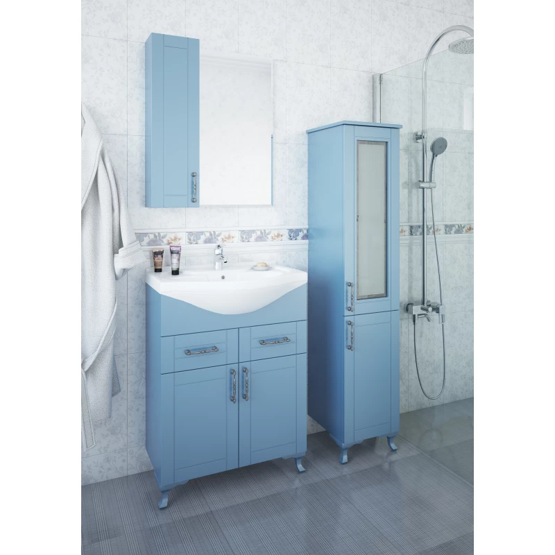 Комплект мебели голубой матовый 66 см Sanflor Глория C04592 + 1.WH10.9.651 + C000005828