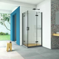Душевой уголок Vegas Glass AFA-F Retta 90*80 02M Moru R 90x80 см R, профиль черный матовый, стекло рифленое