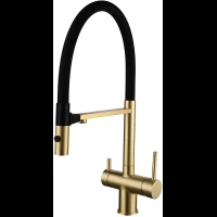 Смеситель для кухни Vincea VKF-120BG с подключением к фильтру, гибким изливом, золотой матовый
