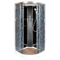 Душевая кабина 90x90x220 см Deto BM1590BLACK матовое с прозрачным узором