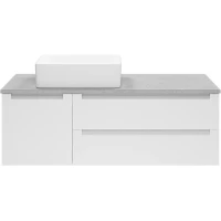 Тумба с раковиной Brevita Cargo CAR-01120-011П2Я + MA01-120К + 7050H-805 120 см L, подвесная, со столешницей, белый матовый