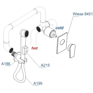 Изображение товара гигиенический душ wasserkraft wiese a84095 со смесителем, оружейная сталь