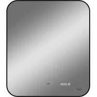 Зеркало Reflexion Black View RF4002BV 60x70 см, с LED-подсветкой, сенсорным выключателем, диммером, часами, черный