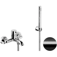 Смеситель для ванны Remer Metrica MC02CFP с душевым гарнитуром, черный хром матовый