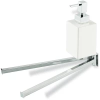 Полотенцедержатель с дозатором для жидкого мыла Stil Haus Urania U18D(08-BI) 32 см, поворотный, двойной, хром/белый