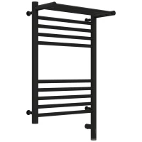 Полотенцесушитель электрический 600x400 черный матовый МЭМ правый Сунержа Богема с полкой 3.0 31-5807-6040