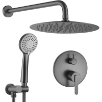 Душевой комплект Rea Ontario REA-P5504 200 мм, со смесителем, оружейная сталь