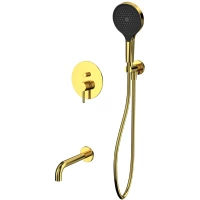 Смеситель для ванны Whitecross Y YSET06TOPGL встраиваемый, с душевым гарнитуром, золотой