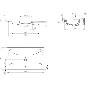 Изображение товара раковина misty moduo s-um-mod80/1 80x45,5 см, накладная, подвесная, белый