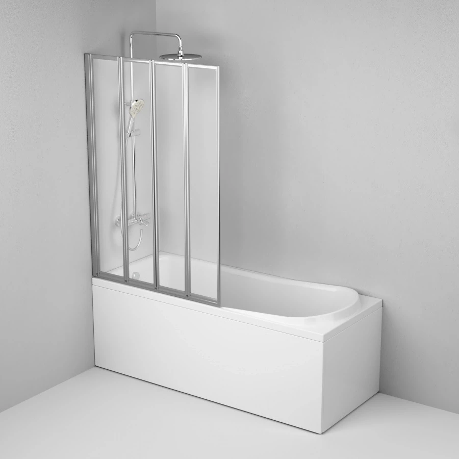Шторка для ванны 100 см AM.PM Like W80BS-100-140CT прозрачное душевая шторка на ванну veconi palau pl 73bl 900х1500 мм прозрачное стекло 4 мм