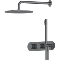 Душевой комплект Feramolli Dante GSD2S 300 мм, с термостатом, графит матовый