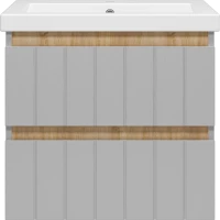 Тумба под раковину Misty Грэй Э-Грэ-09060-011По 57,1 см, подвесная, серый металлик/дуб сонома