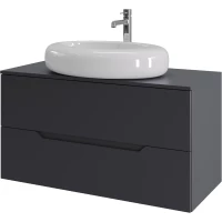 Тумба с раковиной Orange Line Li-100TugMDF+B08-640W 100,4 см, подвесная, со столешницей, графит матовый