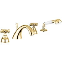 Смеситель на борт ванны Emmevi Deco Classic 12120/OR с душевым гарнитуром, золотой