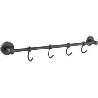 Планка с крючками D-Lin D288111-4 для ванны, черный матовый