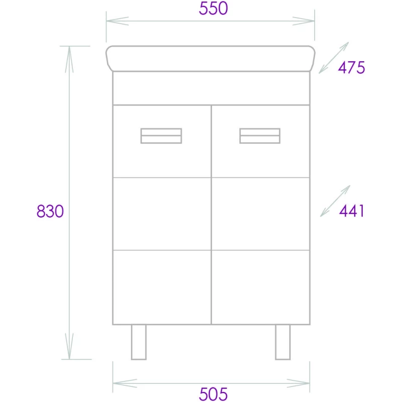 Комплект мебели белый глянец 55 см Onika Балтика 105552 + 1WH302126 + 205848