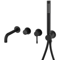 Смеситель для ванны Boheme Uno 464-3-B встраиваемый, с душевым гарнитуром, черный матовый