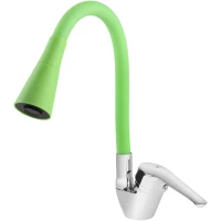 Смеситель для кухни Viko V-3594 с гибким изливом, хром/салатовый