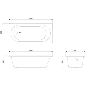 Изображение товара чугунная ванна 150x70 см с ручками timo standard 3v h0000384