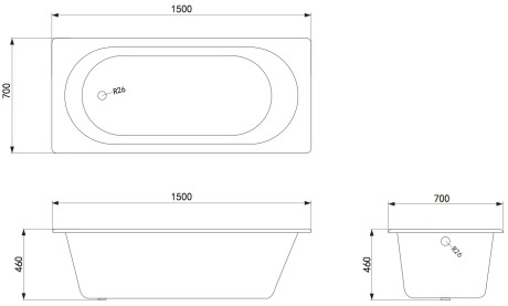 Чугунная ванна 150x70 см с ручками Timo Standard 3V H0000384