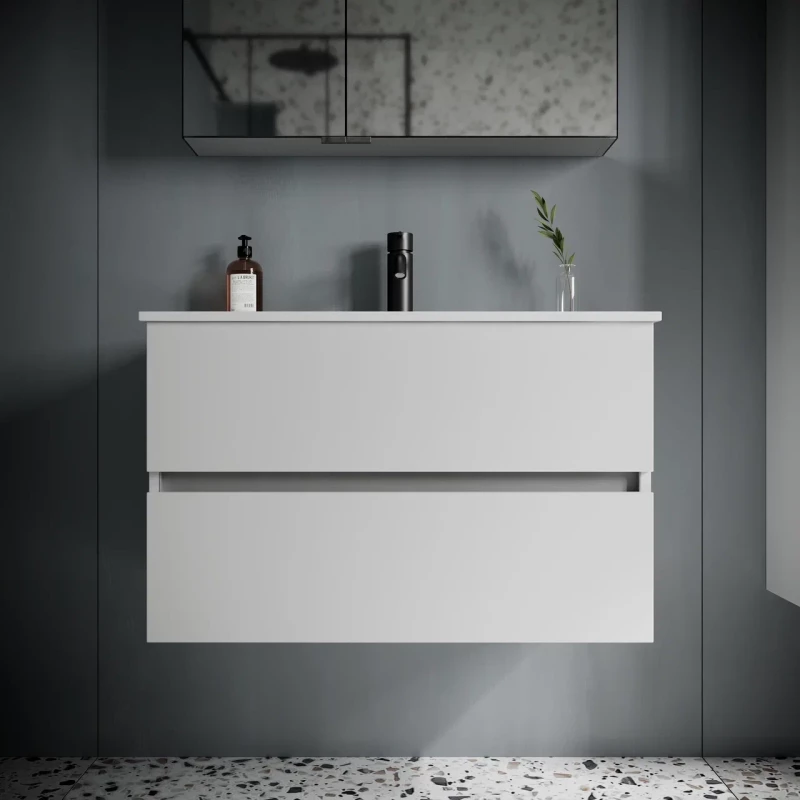 Тумба с раковиной белый глянец 81 см Sancos Urban UR80W + CN7005 Тумба с раковиной белый глянец 81 см Sancos Urban UR80W + CN7005