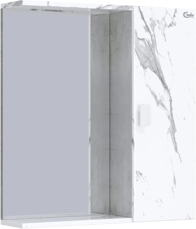 Зеркальный шкаф 65x71 см мрамор/камень бетонный L/R Onika Марбл 206545