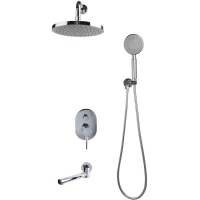 Душевой комплект Bronze De Luxe Scandi 14582C 225 мм, со смесителем, хром