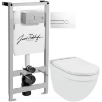 Комплект подвесной унитаз Jaquar Solo SLS-WHT-6953BIUFSM + система инсталляции Jacob Delafon E5504-NF + E4326-00