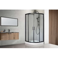 Душевой уголок с поддоном Royal Bath Practic RB90HK-T-BL-Practic 90x90 см, профиль черный матовый, стекло прозрачное