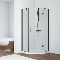 Душевой уголок Vegas Glass AFA-Pen NOVO 90 02М 02 R 90x90 см R, профиль черный матовый, стекло шиншилла