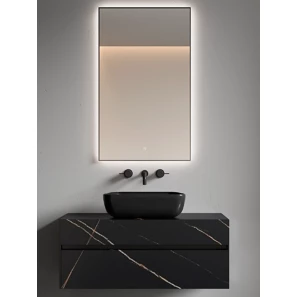 Изображение товара зеркало armadi art 569-b 60x100 см, с led-подсветкой, сенсорным выключателем, диммером, антизапотеванием, черный матовый