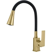 Смеситель для кухни Prohanss P61.4406.03 с гибким изливом, золотой матовый